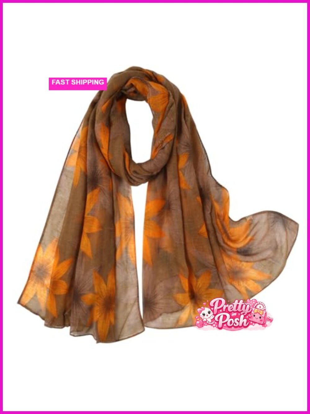 Lightweight Voile Leaves Print Scarf Shawl Wrap Travel Women